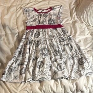 Tea Collection Gray and Pink Floral Kids Dress